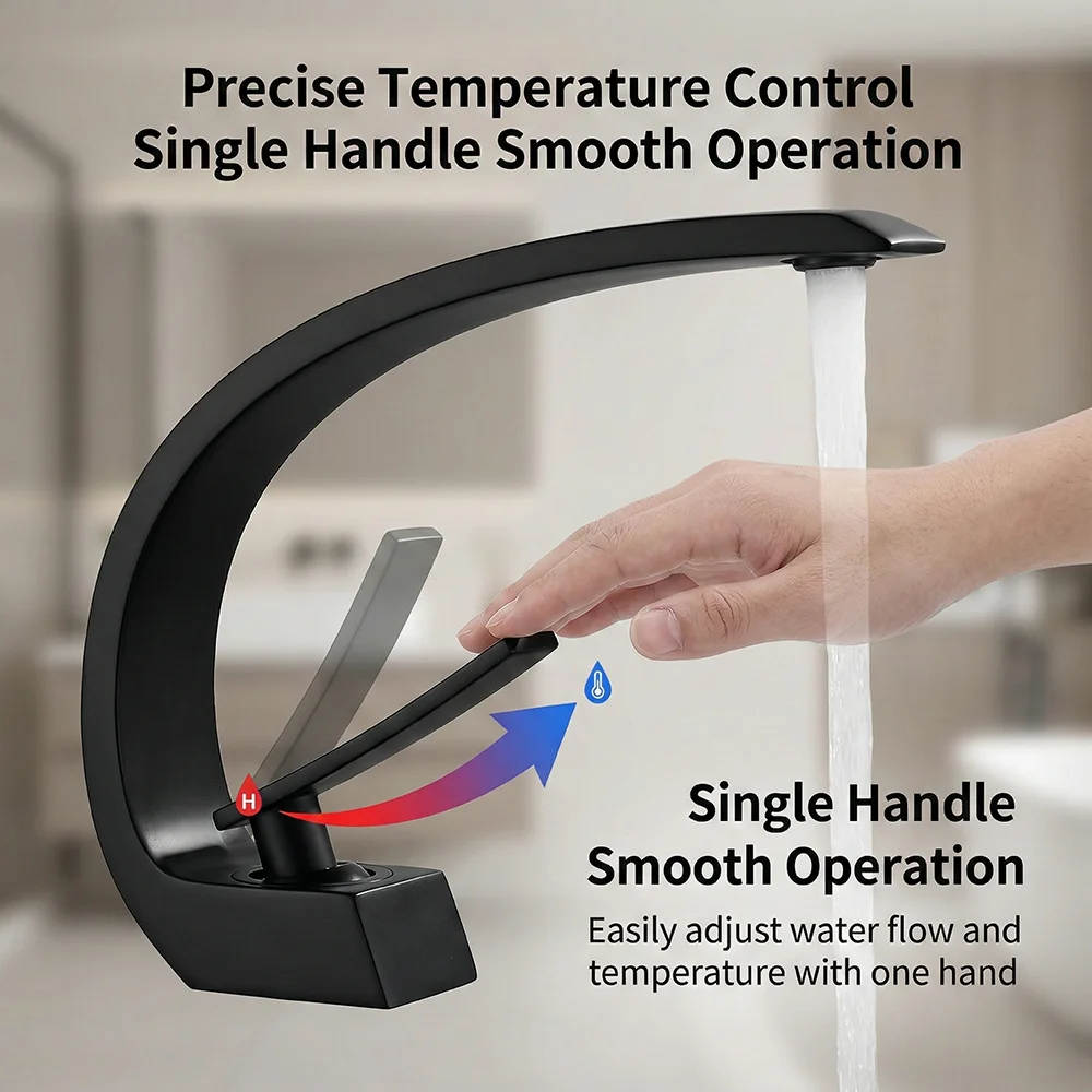 Matte Black Bathroom Faucet, A - Silicone Tap Washer 评论和价格