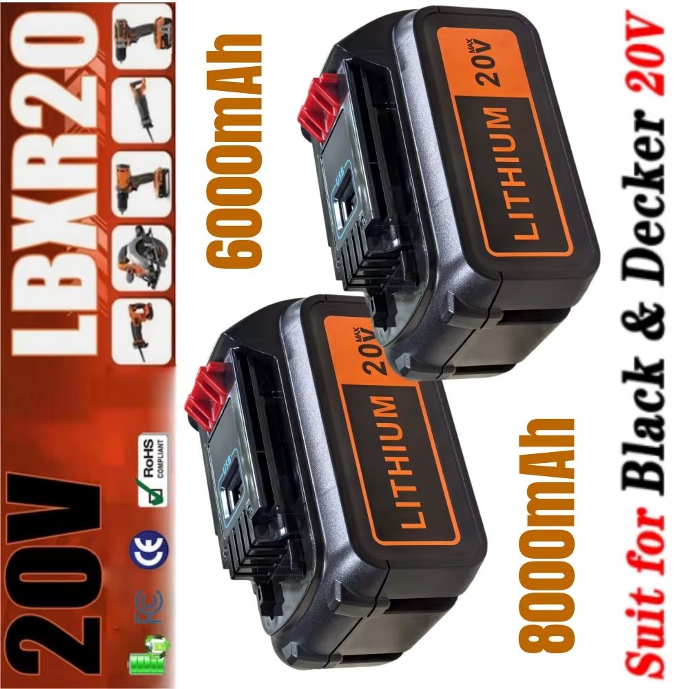 8Ah High Capacity Replacement  - Black+Decker Tool 20V Max 评论和价格