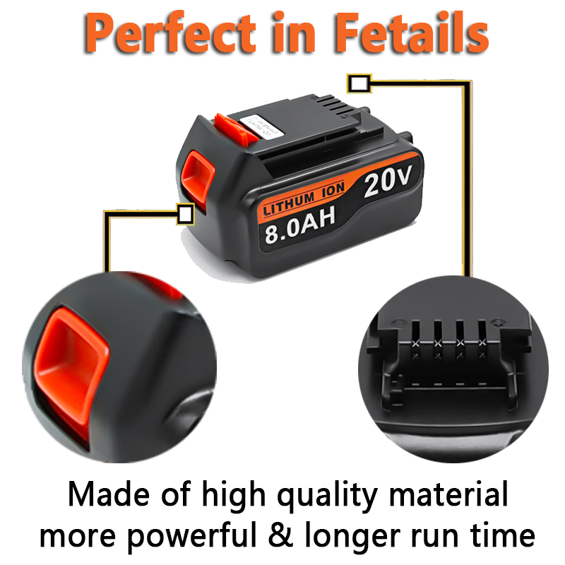 high capacity 8Ah LBX20 Replac - Black+Decker Tool 20V Max 评论和价格